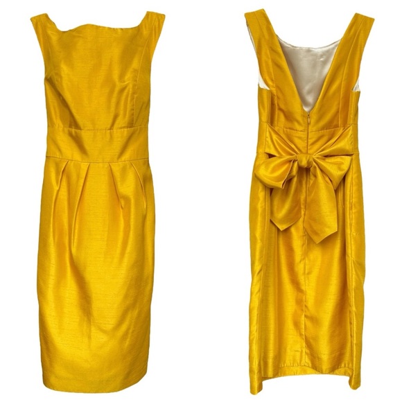 JENNY YOO Silk Cocktail Dress Size 4 Marigold Yellow Bridesmaid - Picture 11 of 11